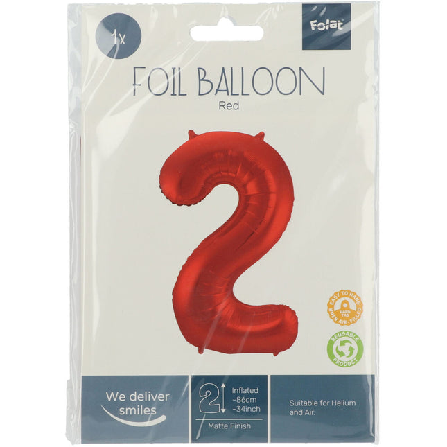 Balon foliowy Figurka 2 Matt Red XL 86cm pusty