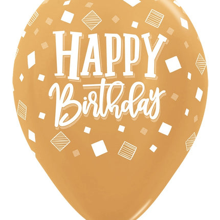 Balony Happy Birthday Squares Metallic Mix 30cm 25szt