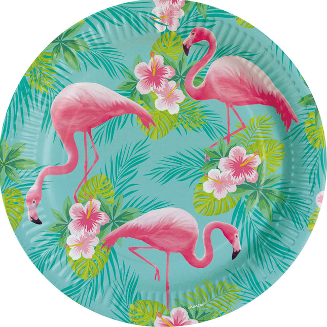 Talerze Hawaii Flamingo Paradise 23cm 8szt