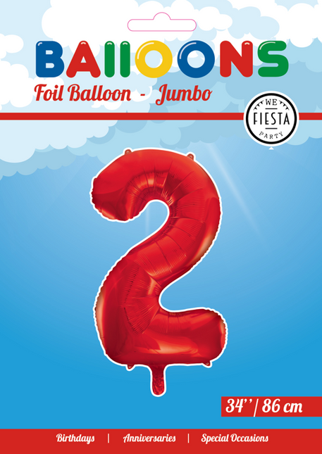 Balon foliowy Figurka 2 Czerwony XL 86cm pusty