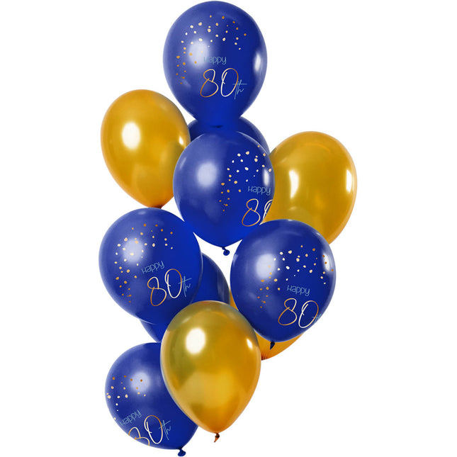 Balony 80 lat niebieskie 30cm 12szt