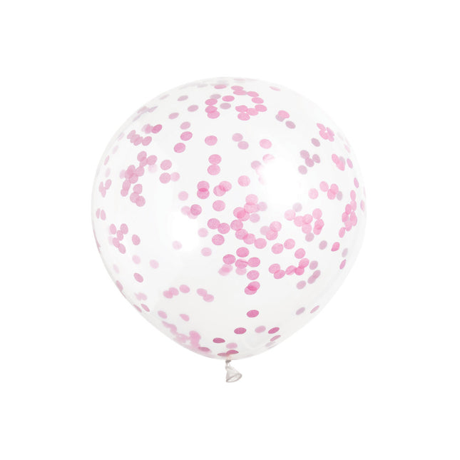 Balony konfetti różowe 40cm 6szt