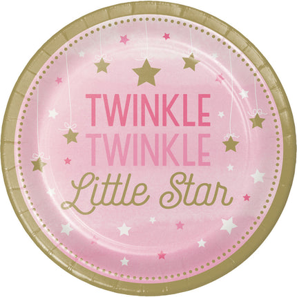 Różowe talerzyki Twinkle Twinkle Little Star 23cm 8szt.