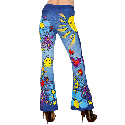 Hippie 60S Legginsy Niebieskie Damskie