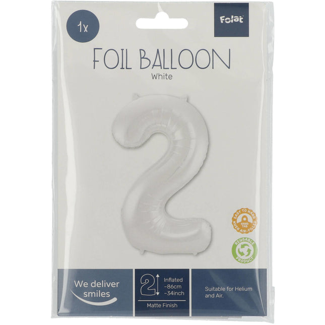 Balon foliowy Figurka 2 Matt White XL 86 cm pusty