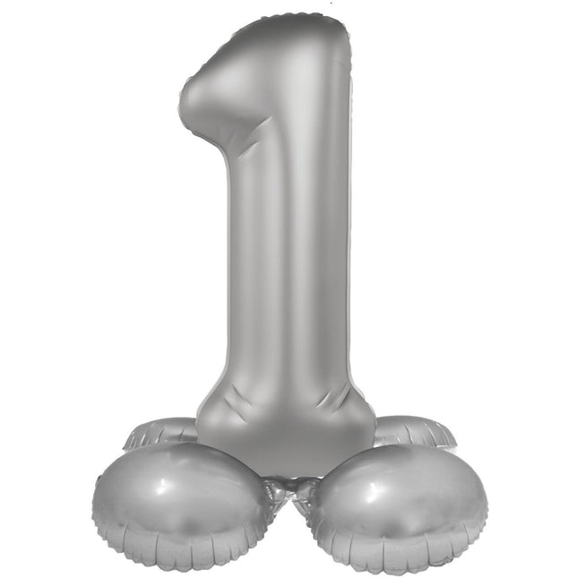 Balon z figurką na 1 rok srebrny 41 cm