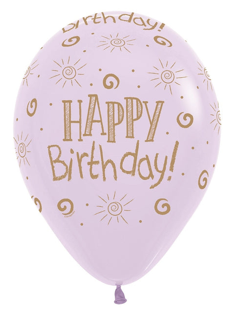 Balony Happy Birthday Sun Pastel Matte Mix 30cm 25szt