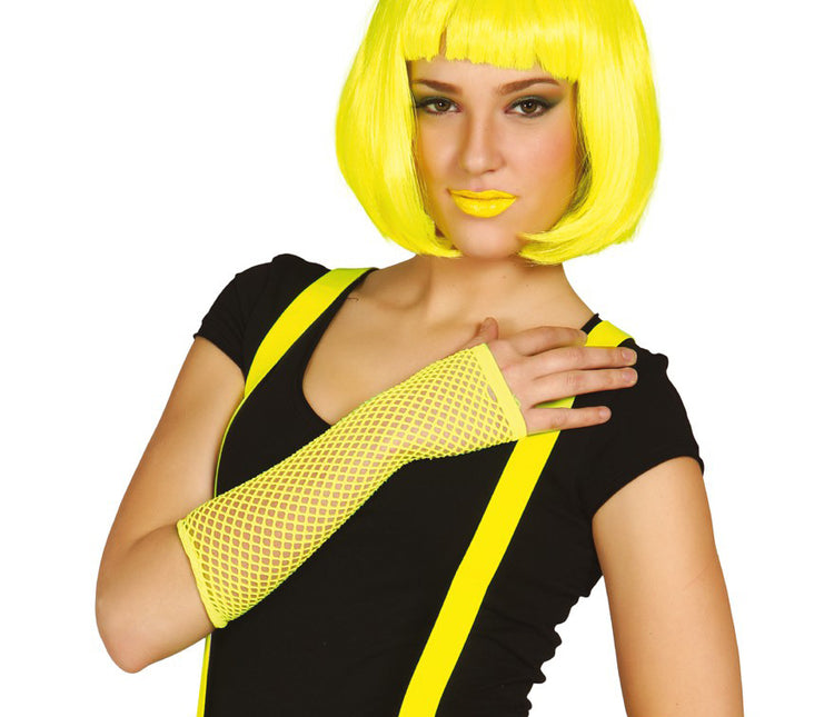 Rękawiczki Fishnet Neon Yellow