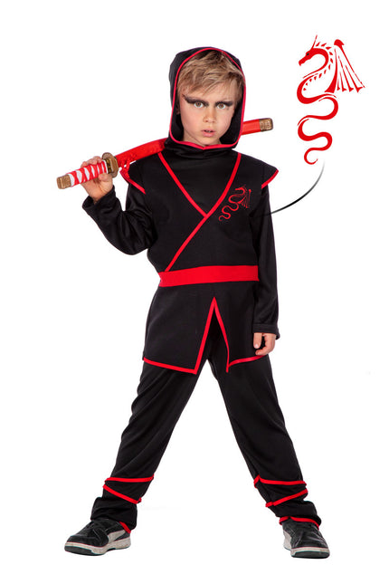 Kostium ninja czerwony czarny chłopiec