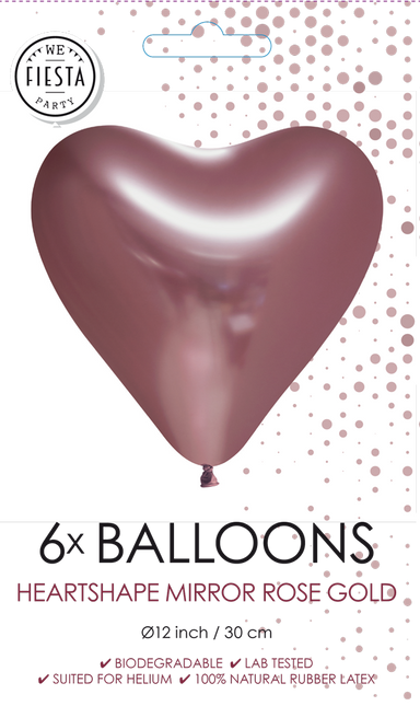 Balony serca różowe złoto 30cm 6szt