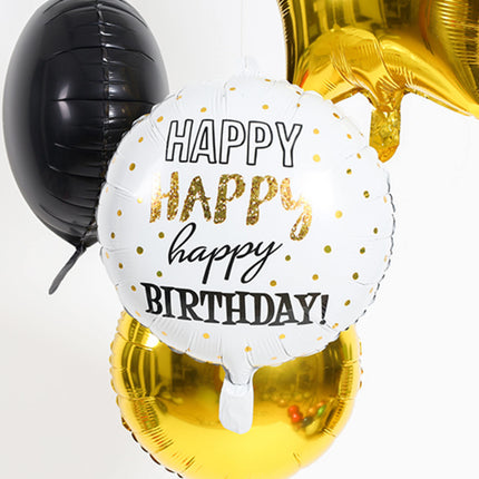 Balon helowy Happy Birthday Golden Dots pusty 45cm