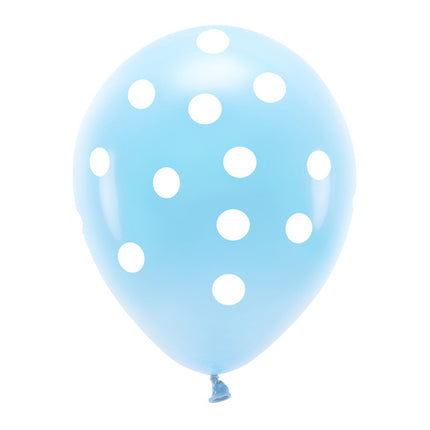 Balony jasnoniebieskie białe kropki 33cm 6szt