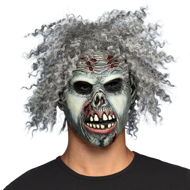 Maska na Halloween szary zombie