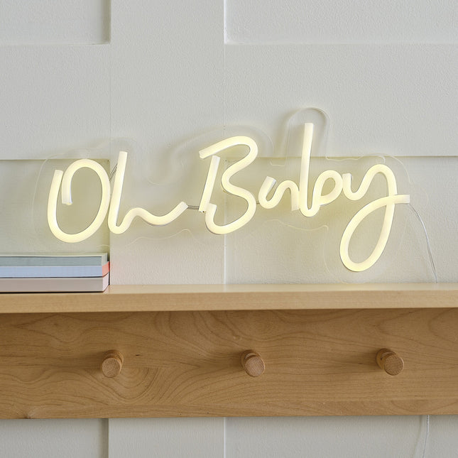 Biała lampa neonowa Oh Baby 34cm