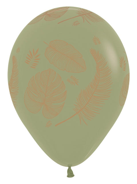 Balony Tropical Leaves Mix Gold Print 30cm 25szt