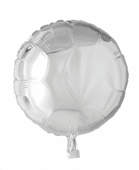 Balon helowy okrągły srebrny 46 cm pusty