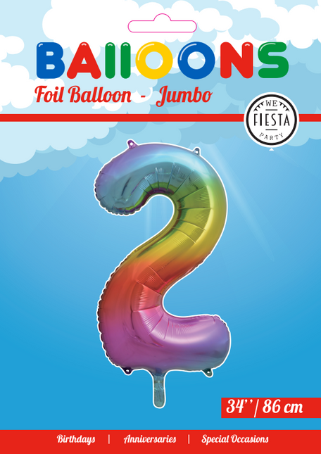 Balon foliowy Figurka 2 Rainbow XL 86cm pusty