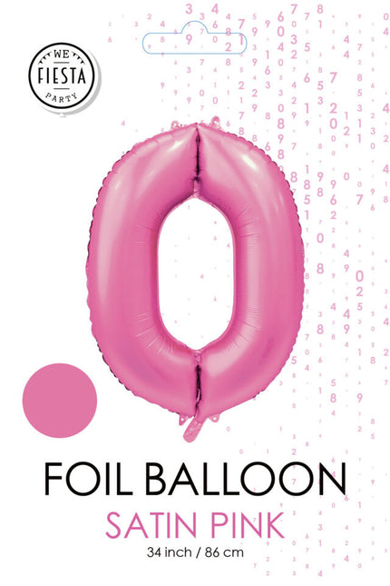 Różowy balon z cyfrą 0 Rok Połysk 86 cm