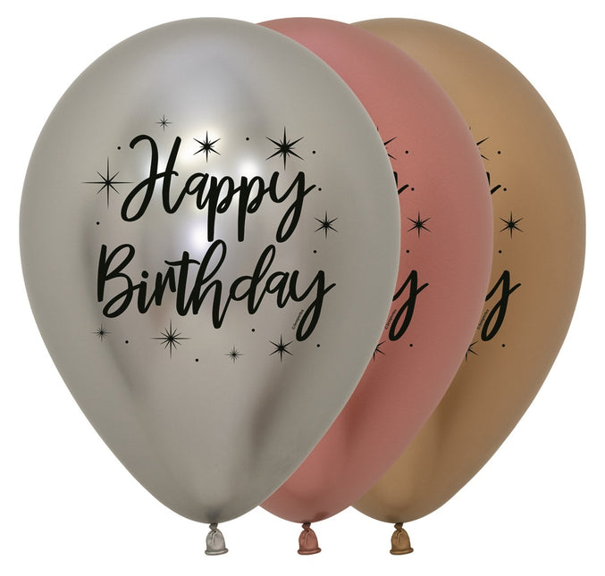 Balony Happy Birthday Radiant Reflex Mix 30cm 25szt