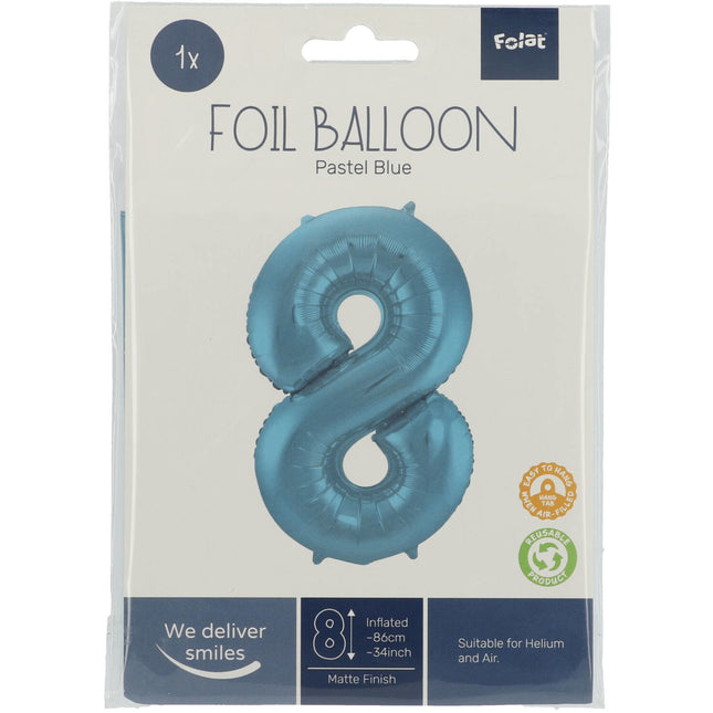 Balon foliowy Figura 8 Pastel Blue XL 86cm pusty