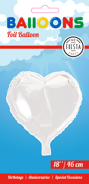 Balon helowy Serce Biały 45 cm pusty