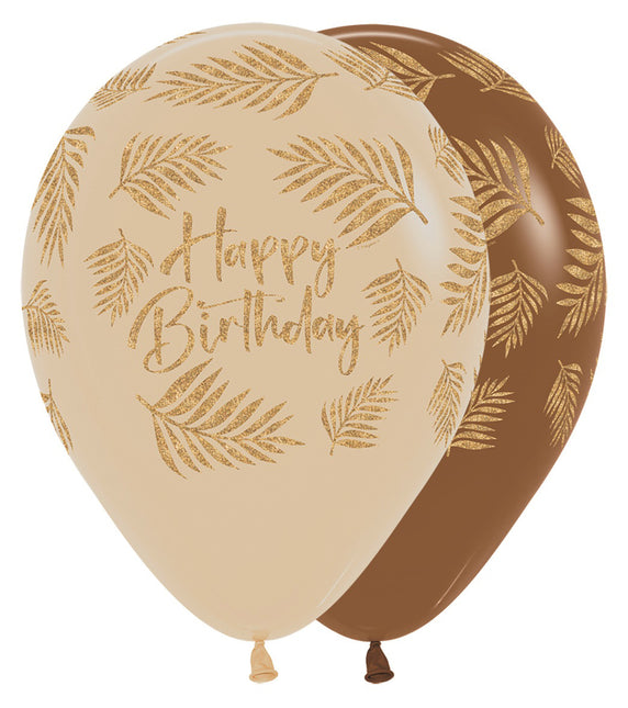 Balony Happy Birthday Palms Glitter Ink 30cm 25szt