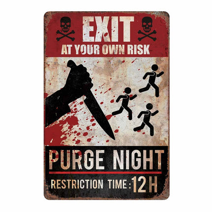 Halloweenowa dekoracja ścienna Purge Night Sign 36cm