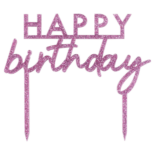 Happy Birthday Cake topper Pink