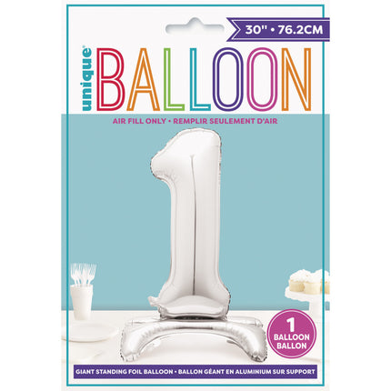 Balon foliowy Figurka 1 Srebrny Standard 76 cm