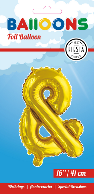 Balon foliowy ze znakiem i złotem 41 cm ze słomką