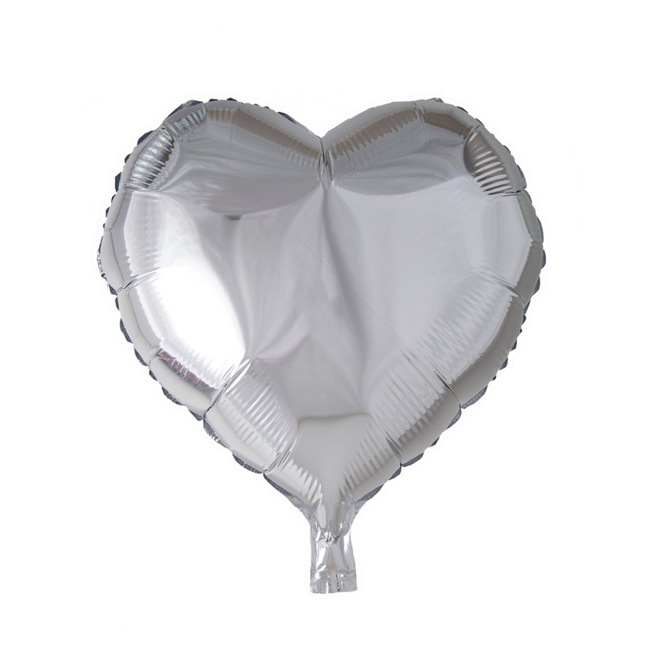 Balon helowy serce srebrny 45 cm pusty