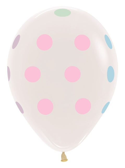 Balony Pastel Polka Dots Clear 30cm 25szt