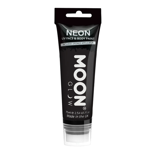 Farba do twarzy Moon Glow Neon UV z aplikatorem gąbkowym Black 75ml