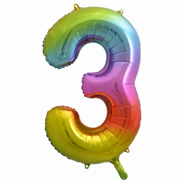 Balon foliowy Figurka 3 Rainbow XL 86cm pusty