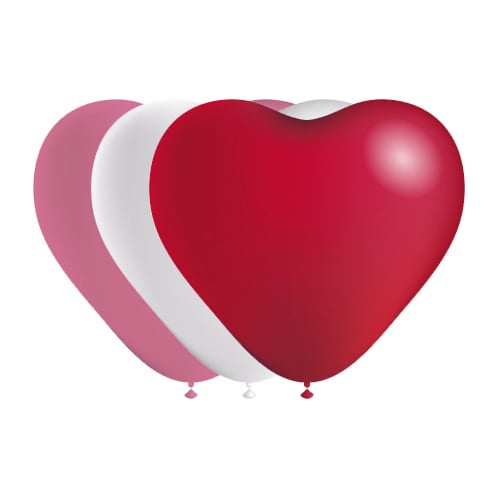 Balony serca czerwony/biały/różowy 25cm 6szt.