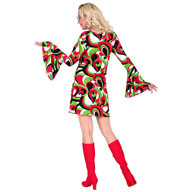 Disco 70S Dress Red Green Ladies