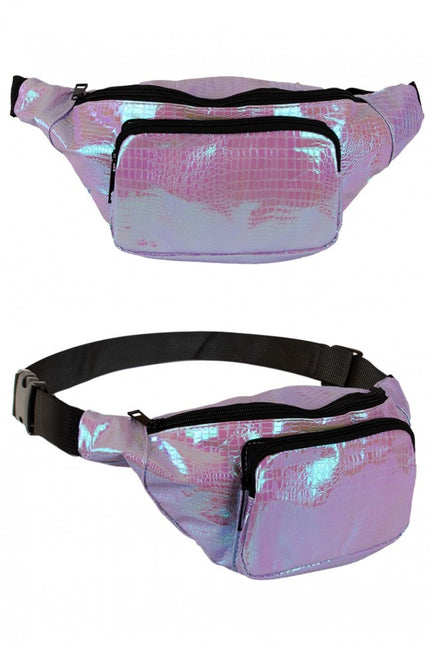 Torba biodrowa Snake Leather Print Holographic