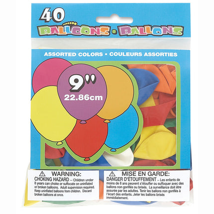 Balony kolorowe 23cm 40szt