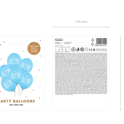 Jasnoniebieskie balony Happy Birthday 30cm 6szt