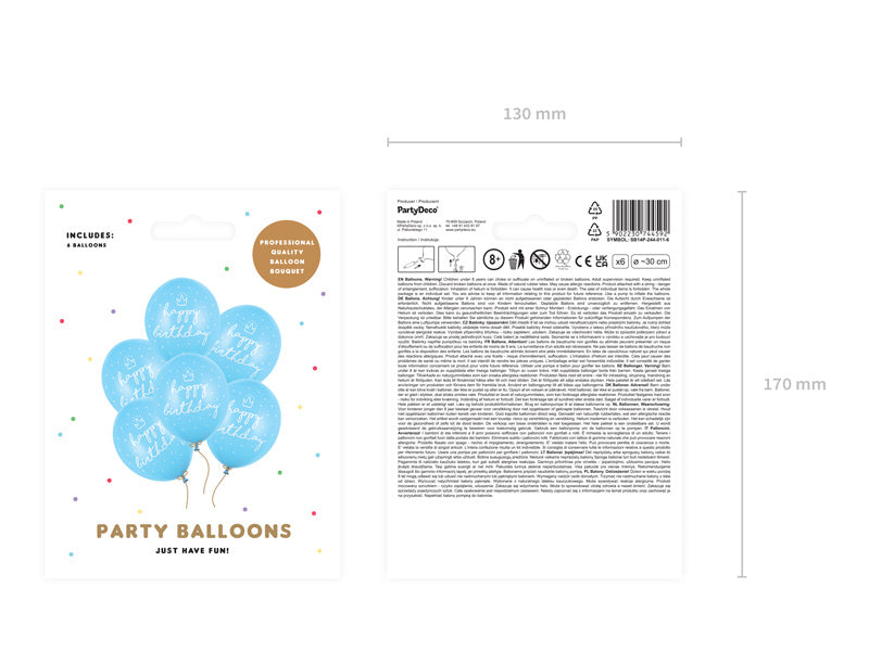 Jasnoniebieskie balony Happy Birthday 30cm 6szt