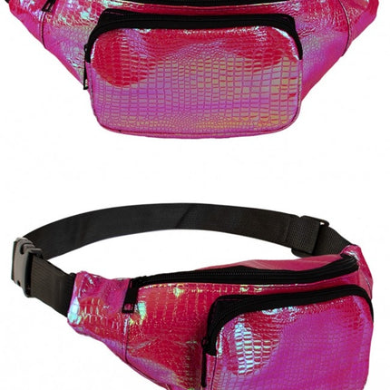 Torebka biodrowa Snake Leather Print Fuchsia