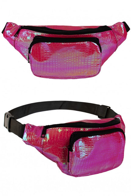 Torebka biodrowa Snake Leather Print Fuchsia