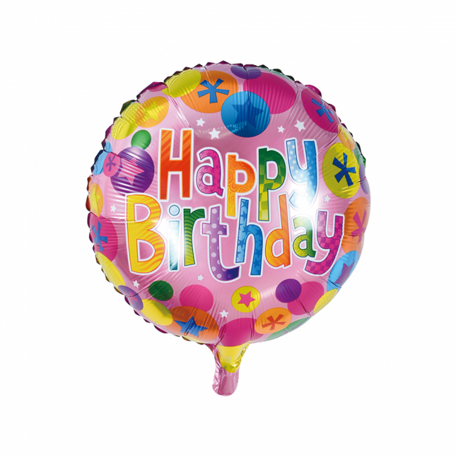 Balon helowy Happy Birthday Confetti 45 cm pusty