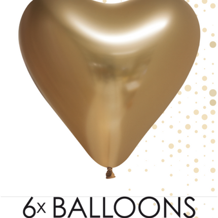 Balony serca złote 30cm 6szt