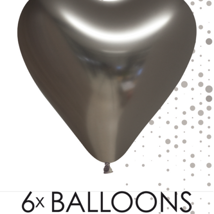 Balony serca szare 30cm 6szt