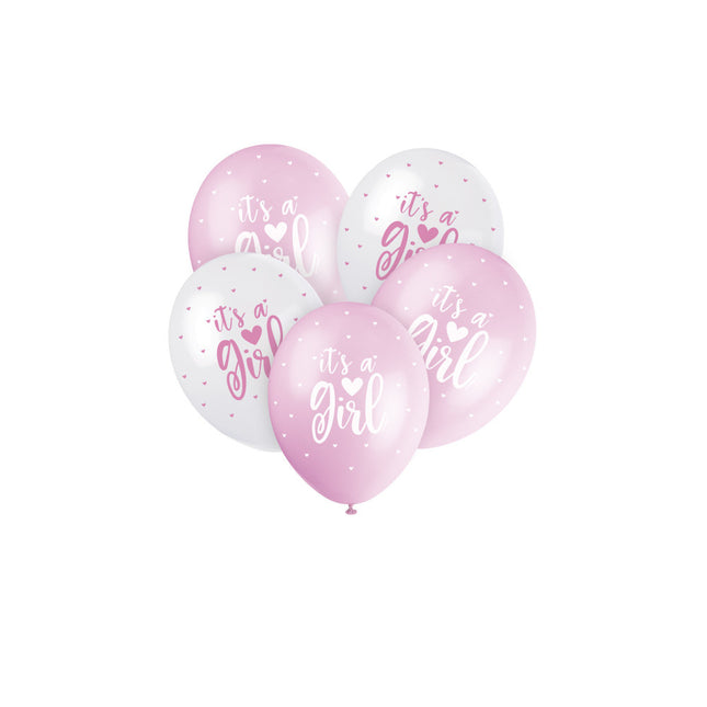 Balony urodzinowe It's A Girl Pink 30cm 5szt