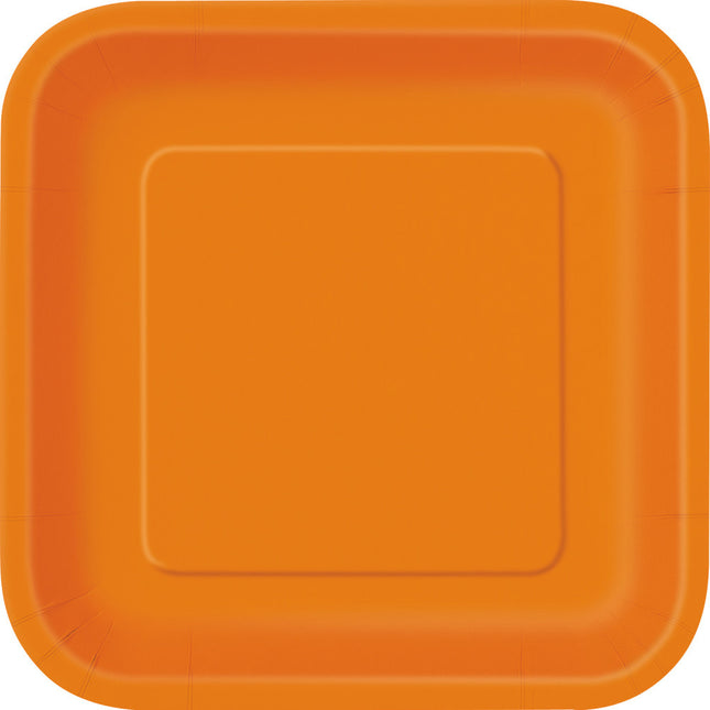 Talerze kwadratowe pomarańczowe 23cm 14szt