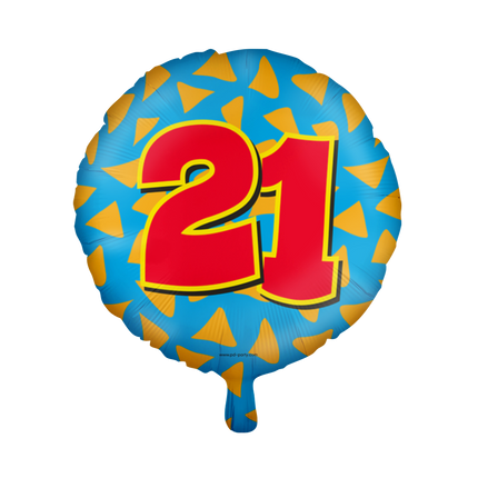 Balon helowy 21 lat kolorowy pusty 46 cm