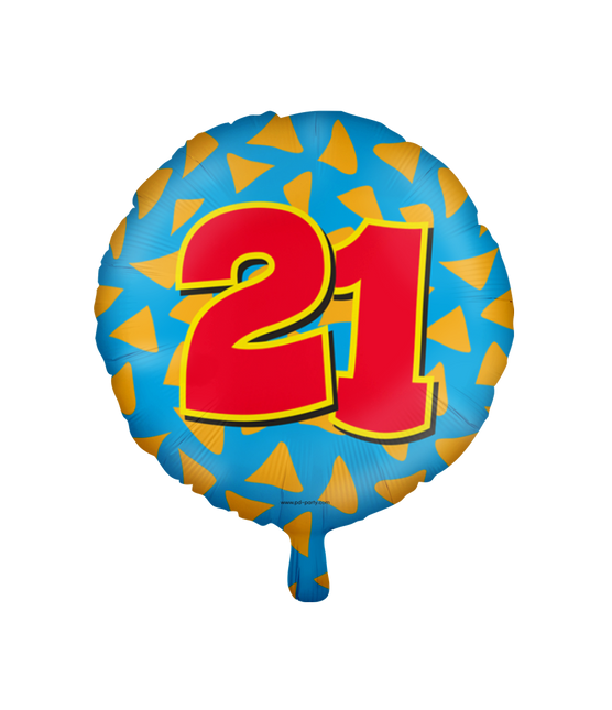 Balon helowy 21 lat kolorowy pusty 46 cm