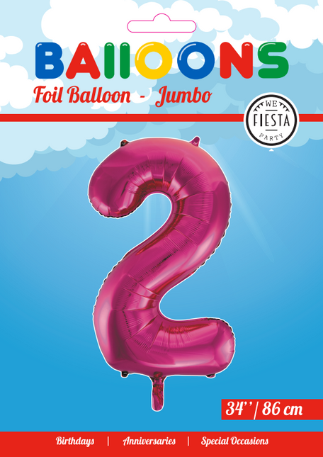 Balon foliowy Figurka 2 fuksja XL 86 cm pusty